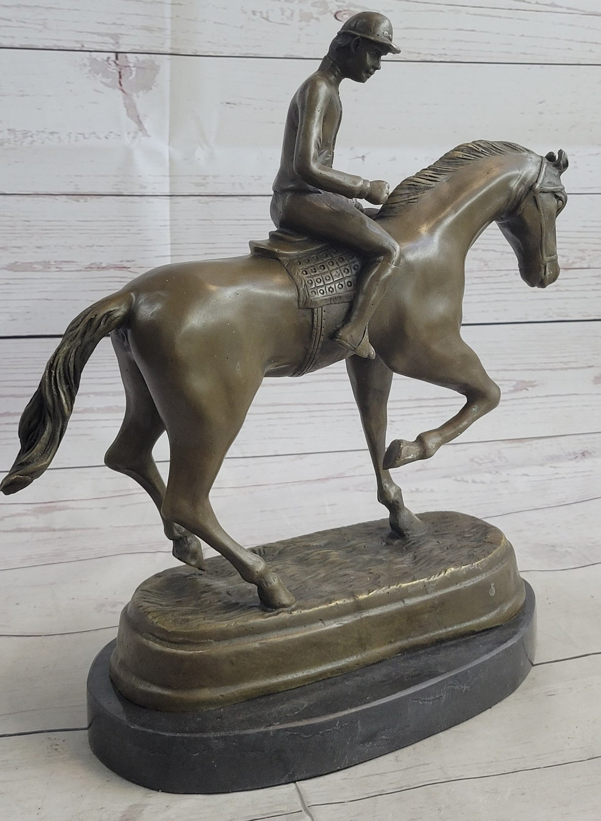 Jockey Riding Horse Home Decoration Bronze Sculpture Statue Figurine Figure Sale