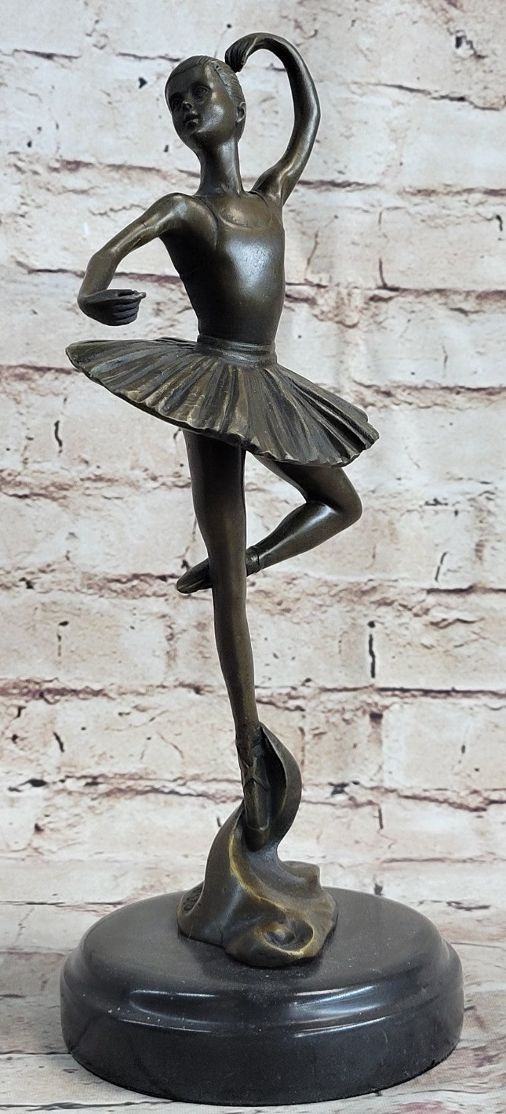 12" Tall Classical Dancer Ballerina Signed Bronze Sculpture Figure Art Nouveau