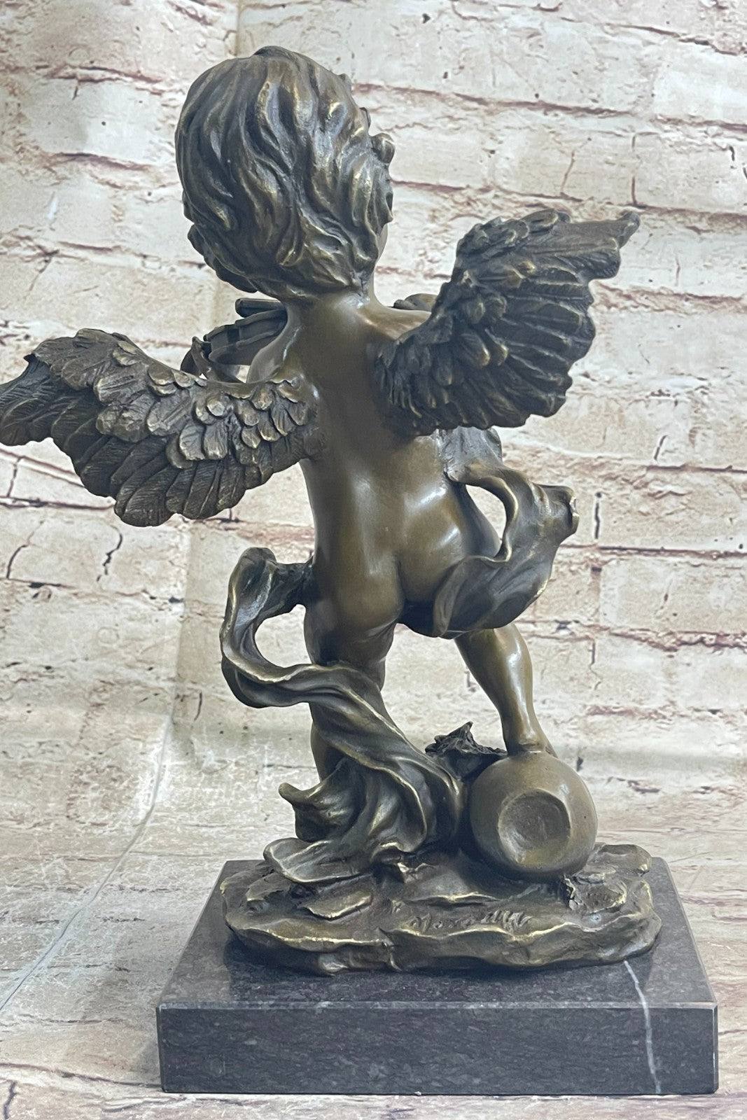 Hand Made Nude Angel with Violin Genuine Solid bronze by Augustine Moreau