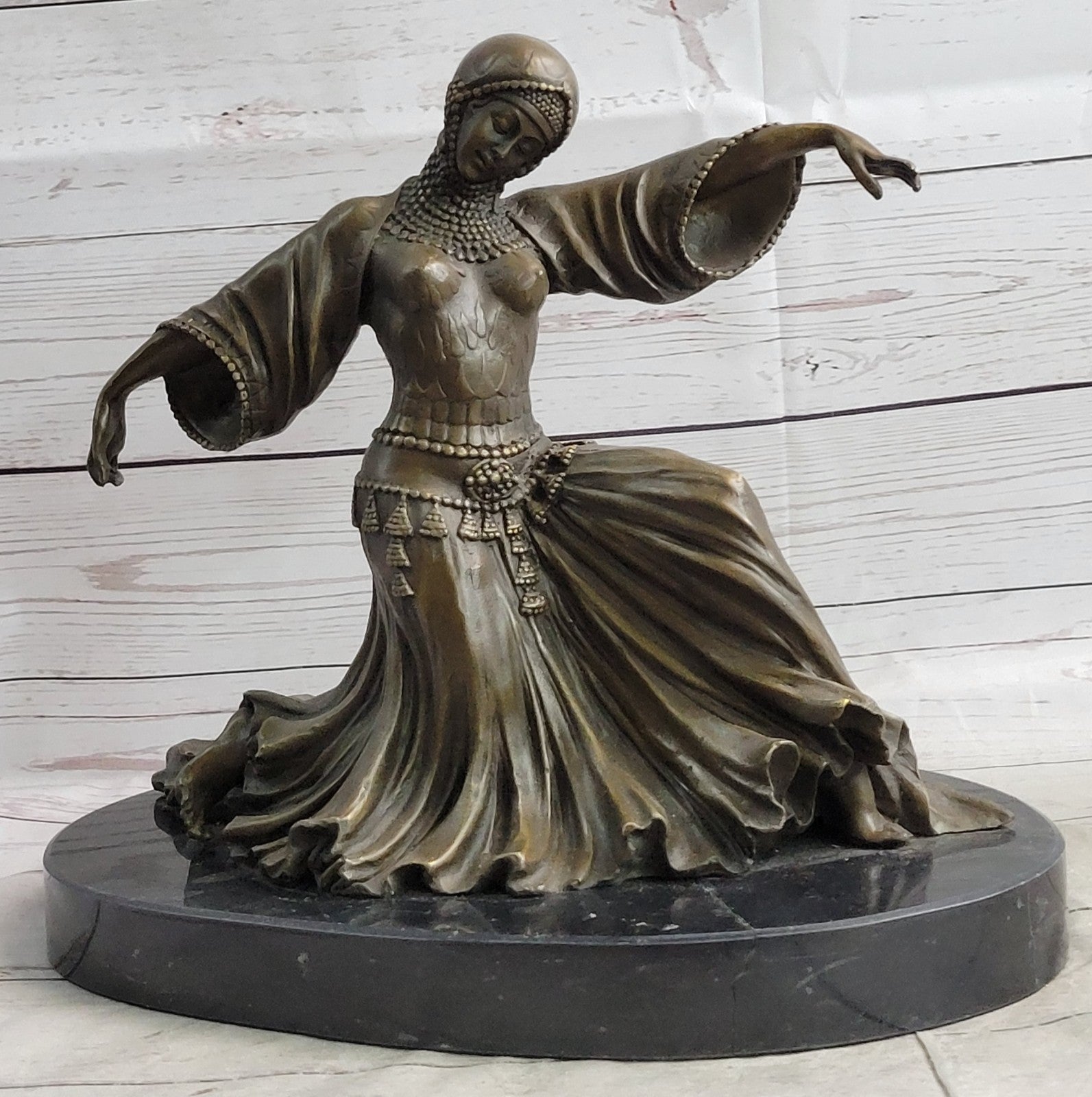 Chiparus Dancer Vegas Show Girls Art Deco Bronze Sculpture Marble Figurine