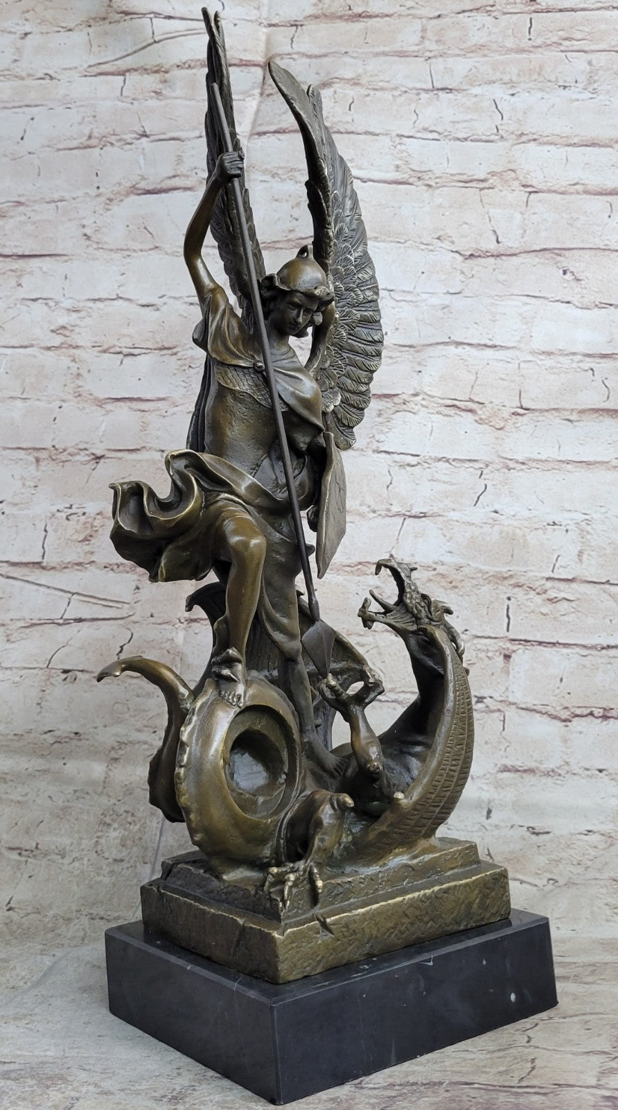 Handcrafted Saint ST. George bronze sculpture SALE Art Dragon Signed
