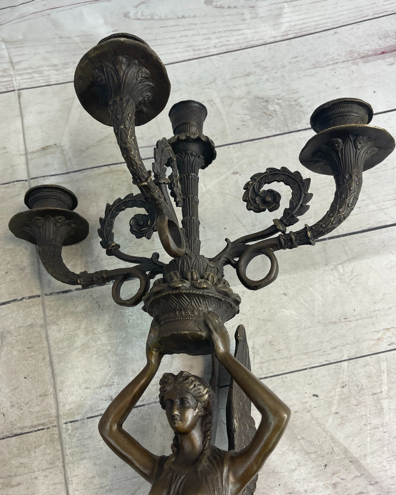 Art Deco Wall mount Sconce Angel Bronze Sculpture Classic Artwork Figurine Gift