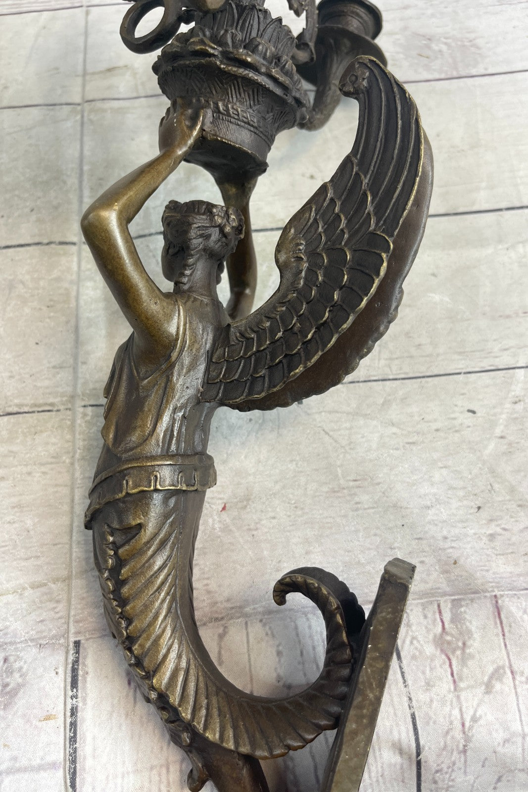 Art Deco Wall mount Sconce Angel Bronze Sculpture Classic Artwork Figurine Gift