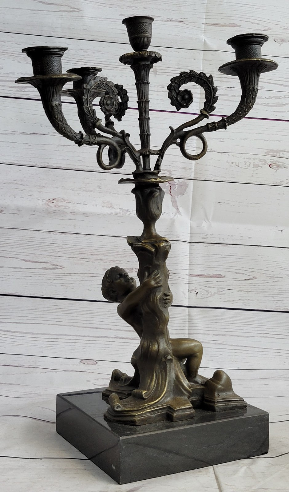 French Style Nude Hand Made Bronze Candle Holder Statue Sculpture Art figurine