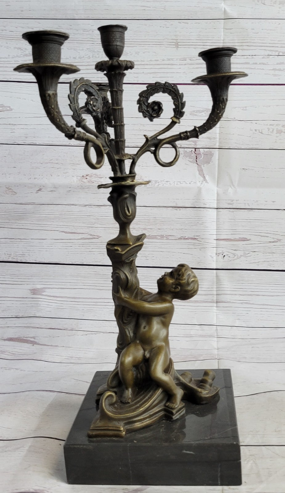French Style Nude Hand Made Bronze Candle Holder Statue Sculpture Art figurine