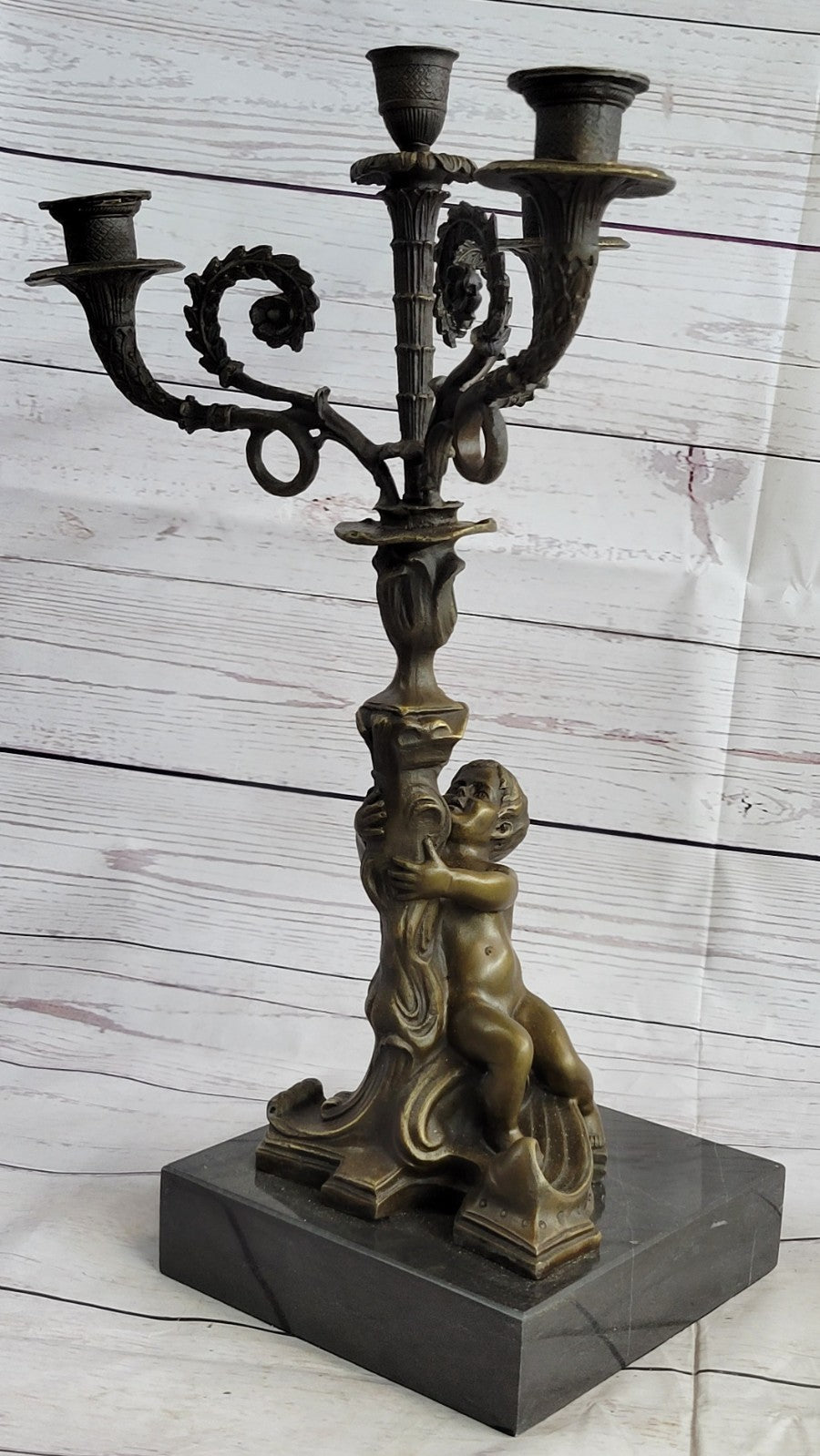 French Style Nude Hand Made Bronze Candle Holder Statue Sculpture Art figurine