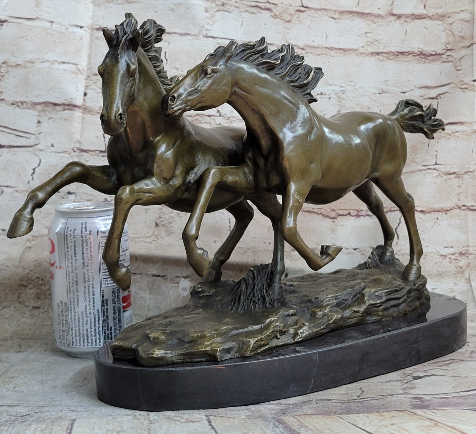 Elegant Thoroughbred Horses Kentucky Equestrian Farm Art Bronze Marble Statue