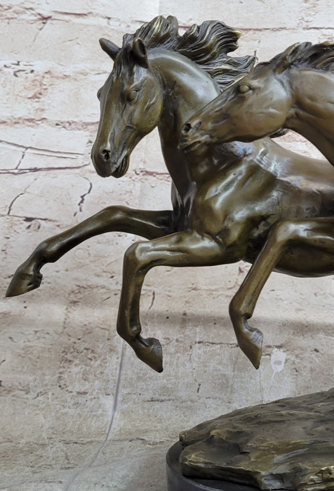Elegant Thoroughbred Horses Kentucky Equestrian Farm Art Bronze Marble Statue