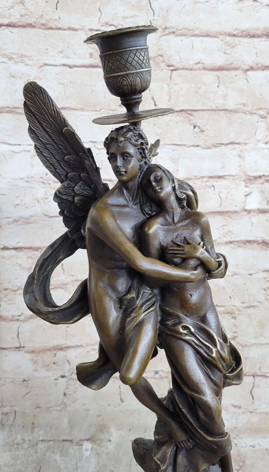 Eros and Psyche Bronze Marble Sculpture By Moreau Mythical Marble Figurine Nude