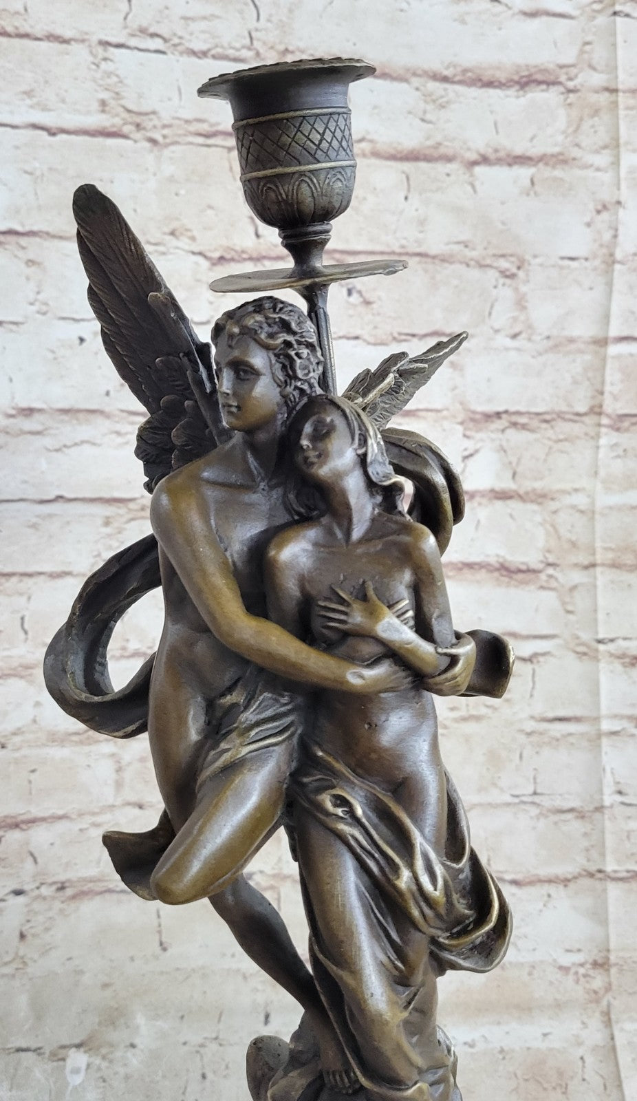 Eros and Psyche Bronze Marble Sculpture By Moreau Mythical Marble Figurine Nude