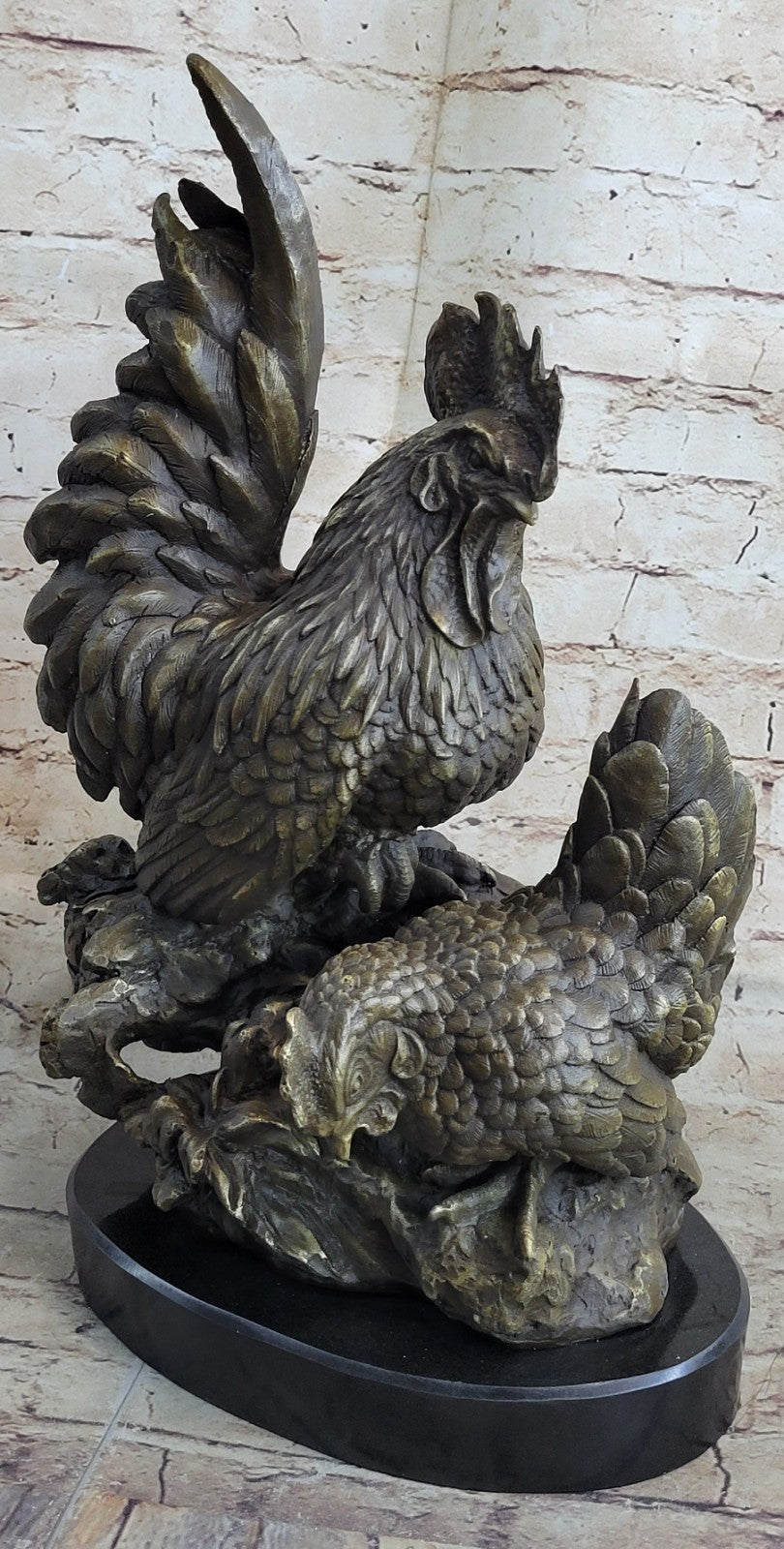 Bronze Sculpture Hot Cast Handcrafted Rooster Museums Quality Classic Work