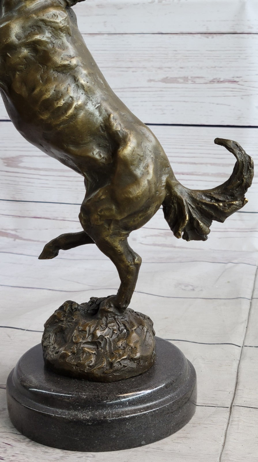 Signed Art Deco Rearing Horse Bronze Sculpture Marble Base Statue Lost Wax
