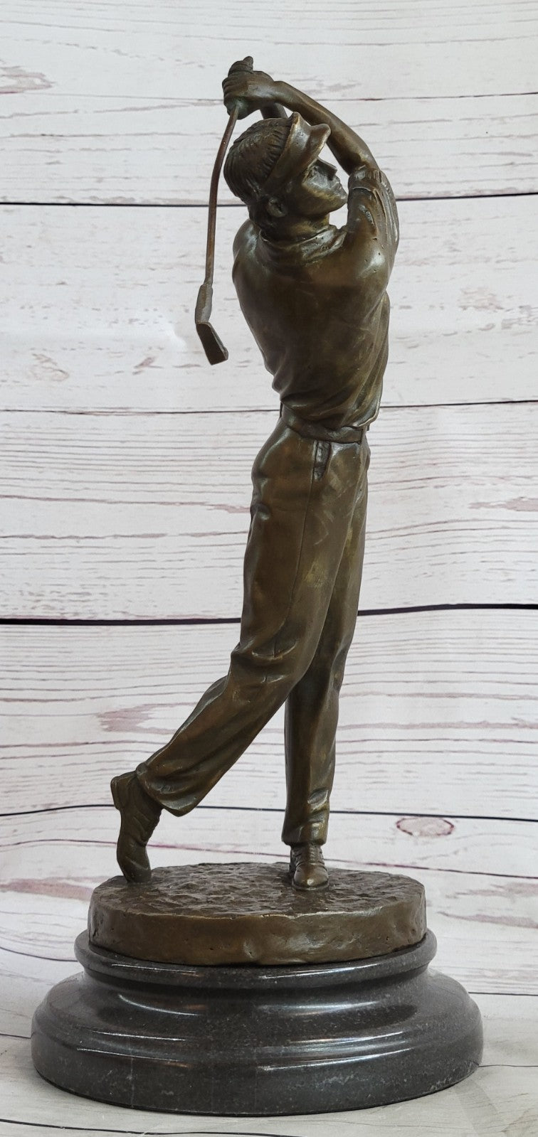 Genuine Solid Bronze Sculpture Statue Golfer Golf Male Golfing Trophy Deal