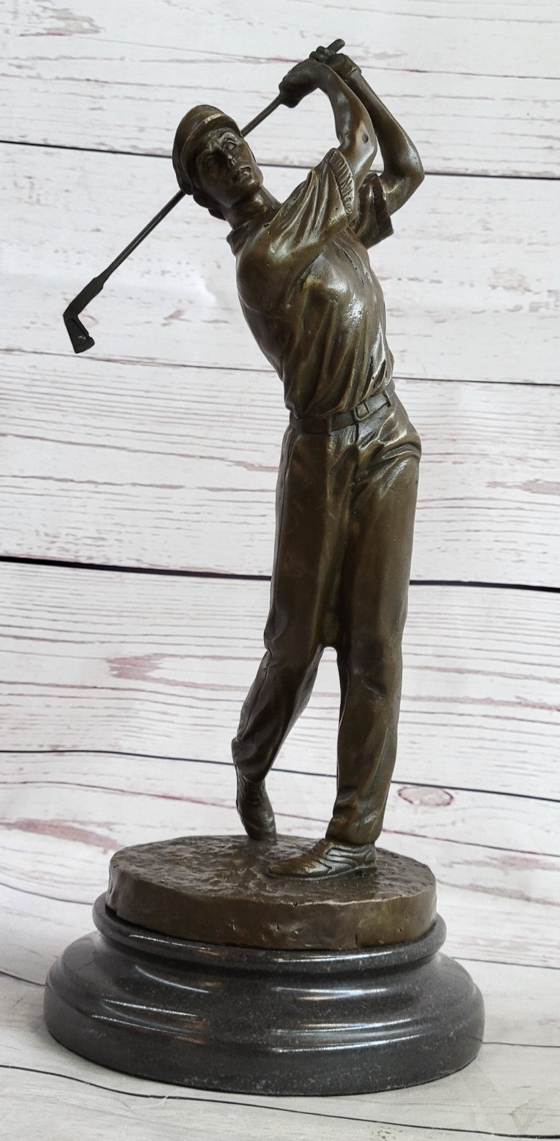 Genuine Solid Bronze Sculpture Statue Golfer Golf Male Golfing Trophy Deal