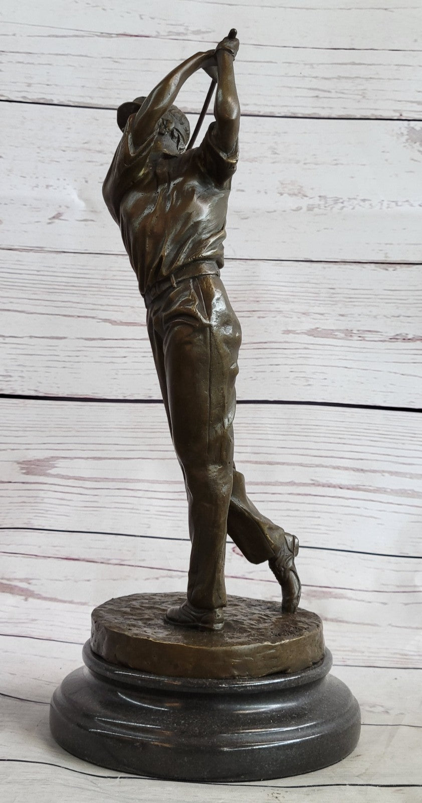 Genuine Solid Bronze Sculpture Statue Golfer Golf Male Golfing Trophy Deal