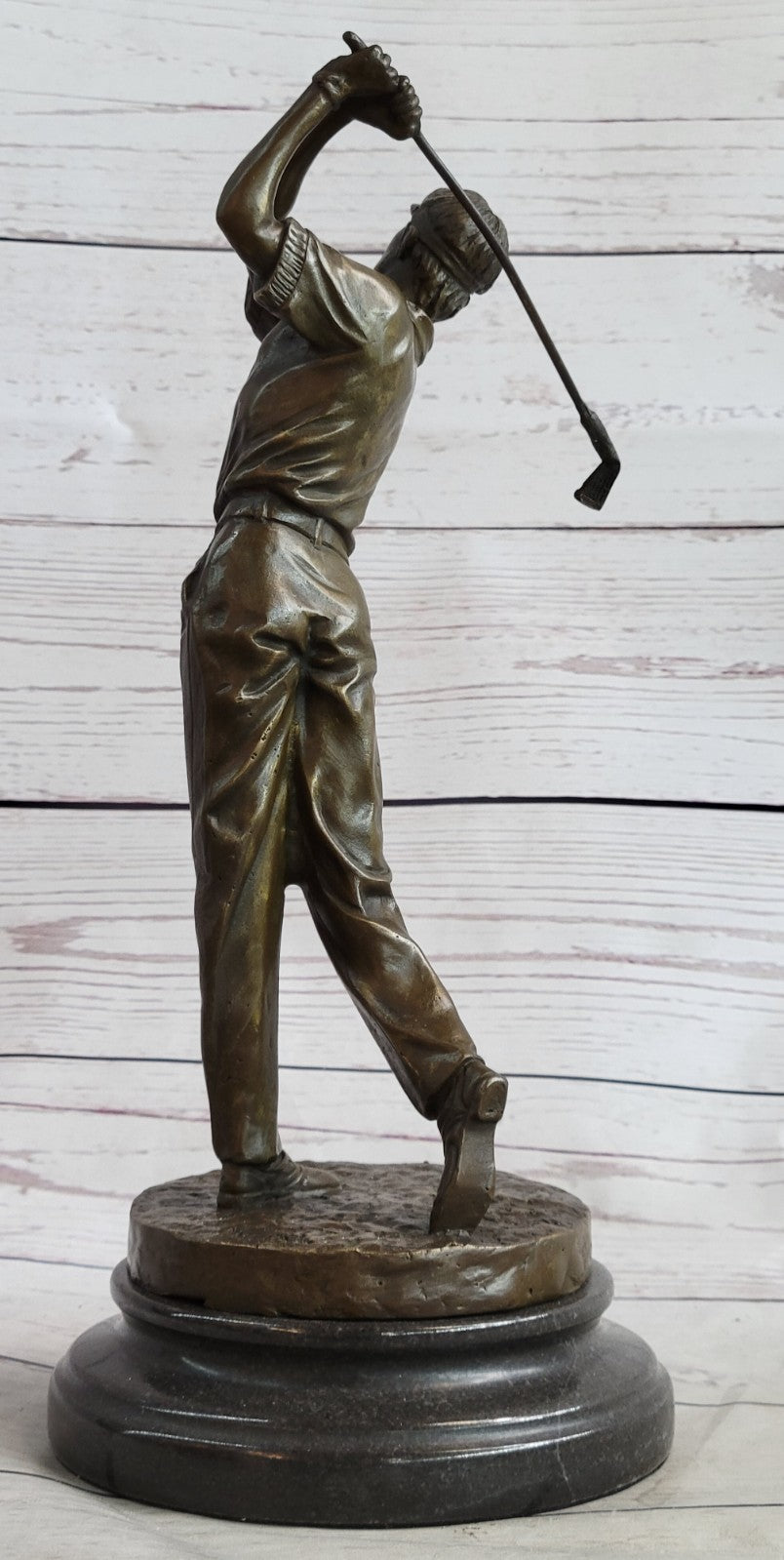 Genuine Solid Bronze Sculpture Statue Golfer Golf Male Golfing Trophy Deal