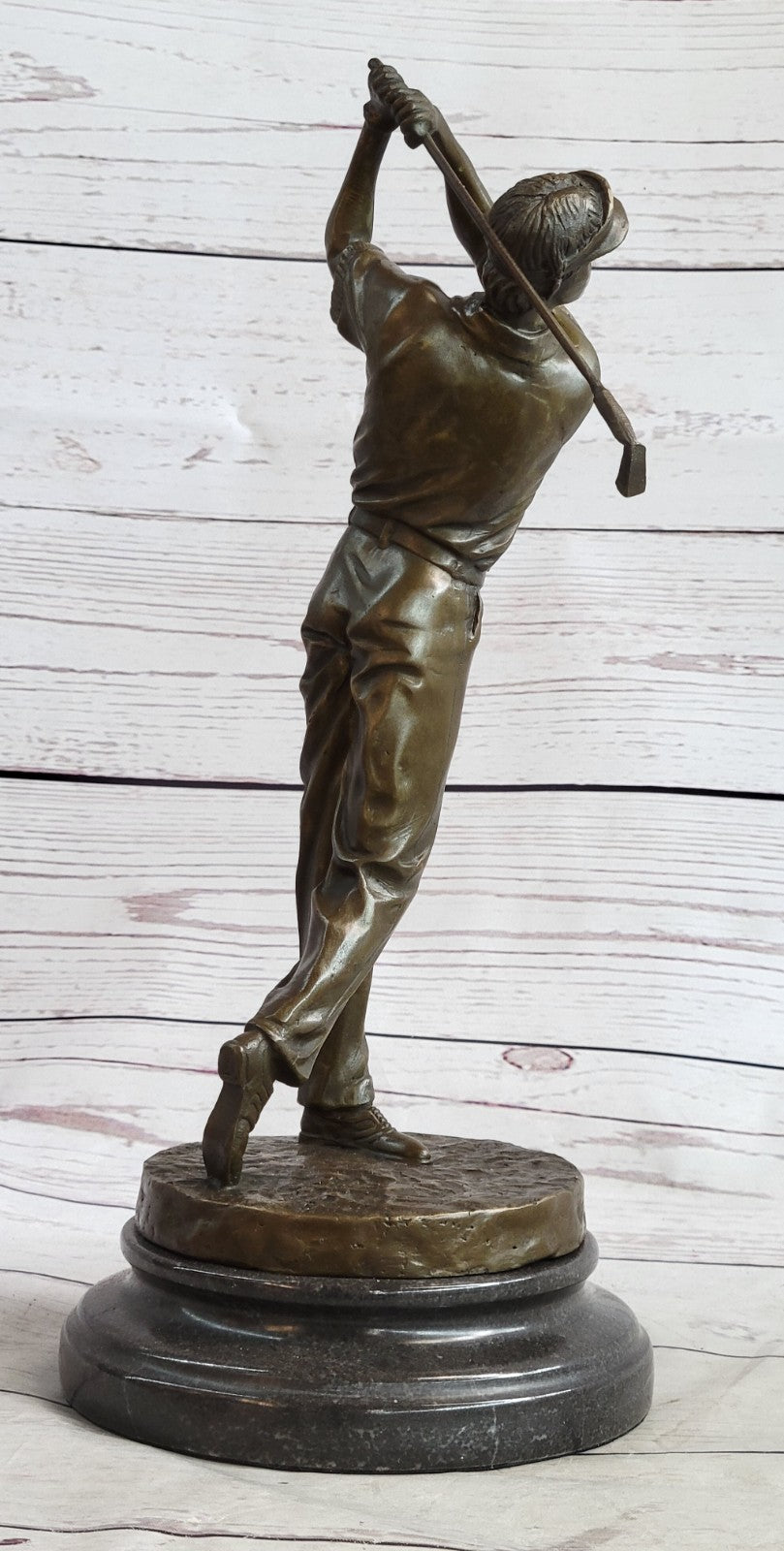 Genuine Solid Bronze Sculpture Statue Golfer Golf Male Golfing Trophy Deal