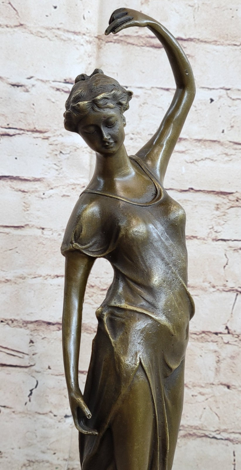 Signed Augustine Moreau French Artist Beautiful Woman Bronze Sculpture Figure