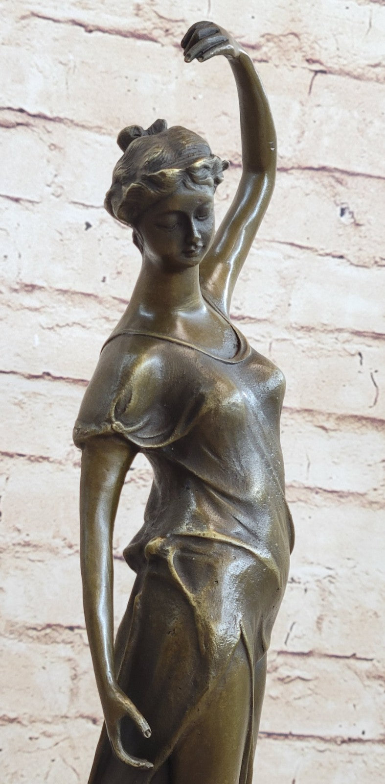 Signed Augustine Moreau French Artist Beautiful Woman Bronze Sculpture Figure