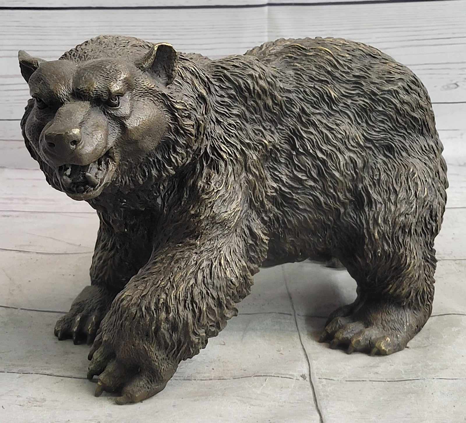 Large Outdoor Garden Park Cabin Bear Standing Bronze Sculpture Statue Art Decor