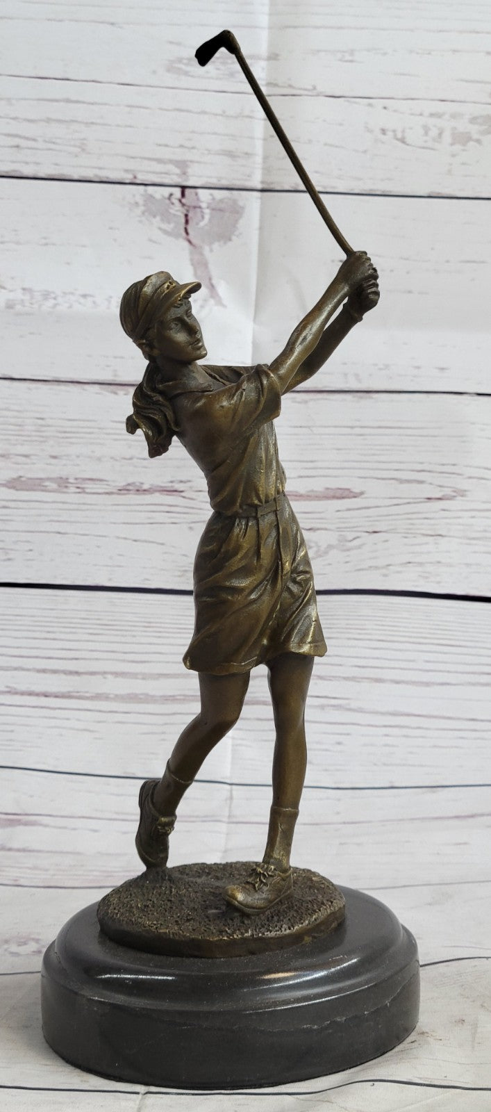 Hand Made Collector Edition Woman Girl Golfer Golf Trophy Bronze Sculpture Statu