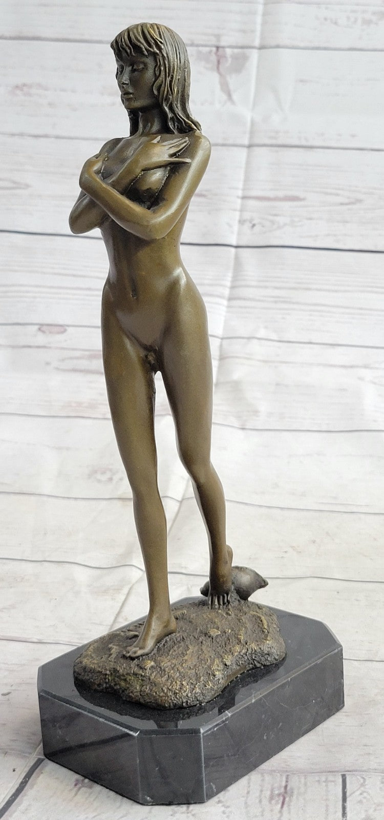 POPULAR BRONZE SCULPTURE NUDE GIRL FRENCH STATUE SIGNED FIGURINE FIGURE DECOR NR