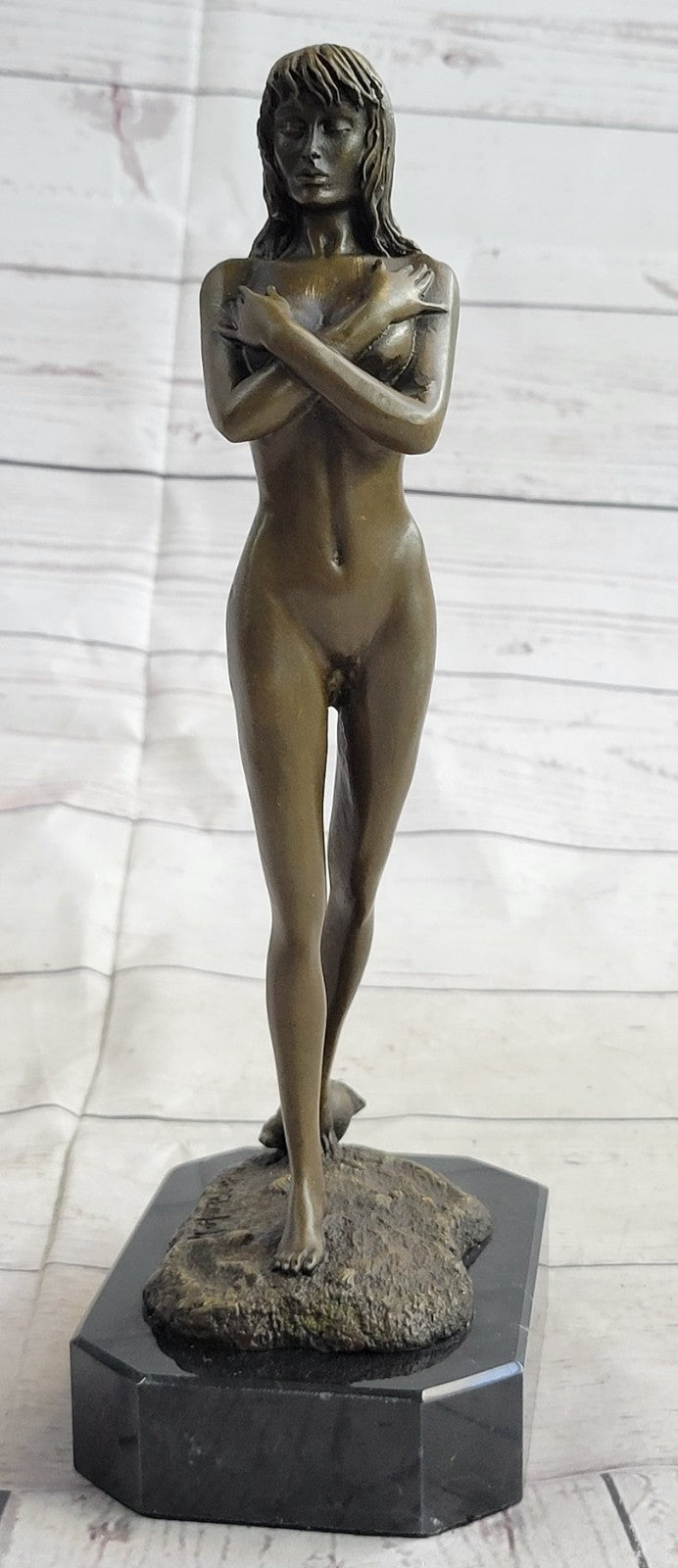 POPULAR BRONZE SCULPTURE NUDE GIRL FRENCH STATUE SIGNED FIGURINE FIGURE DECOR NR