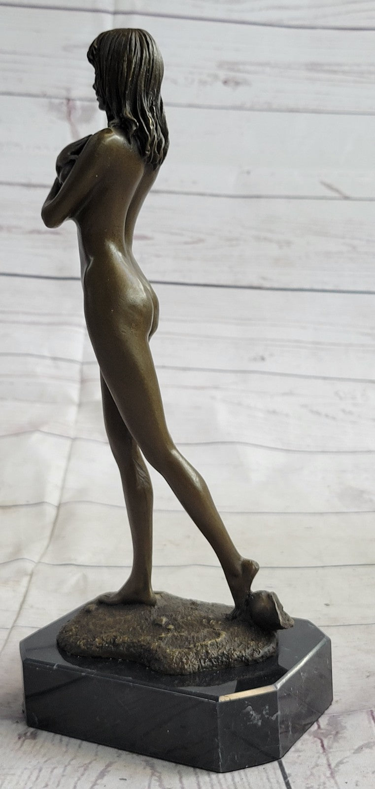 POPULAR BRONZE SCULPTURE NUDE GIRL FRENCH STATUE SIGNED FIGURINE FIGURE DECOR NR