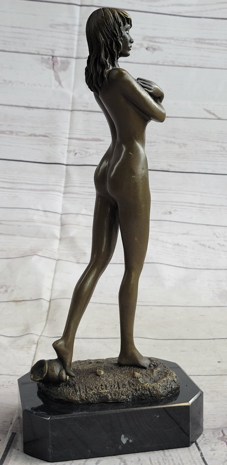 POPULAR BRONZE SCULPTURE NUDE GIRL FRENCH STATUE SIGNED FIGURINE FIGURE DECOR NR