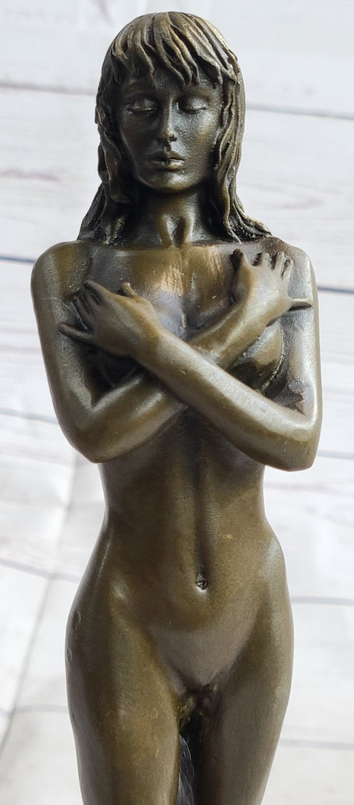 POPULAR BRONZE SCULPTURE NUDE GIRL FRENCH STATUE SIGNED FIGURINE FIGURE DECOR NR