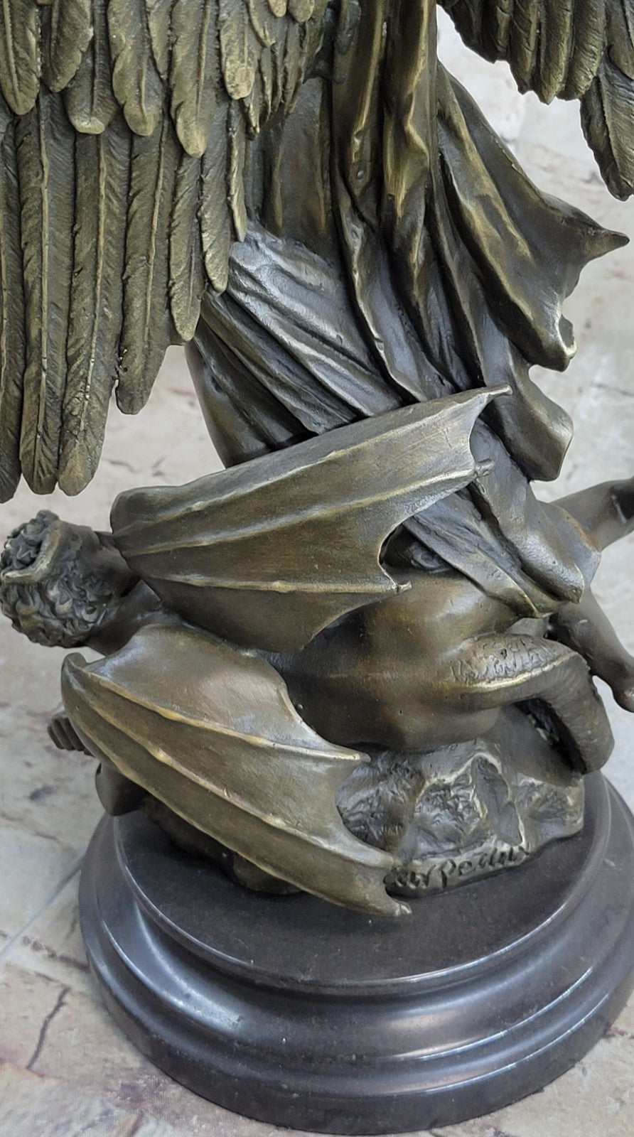 Statue Saint St. Michael Bronze Archangel Protector 15.5" Tall HotCast Religious