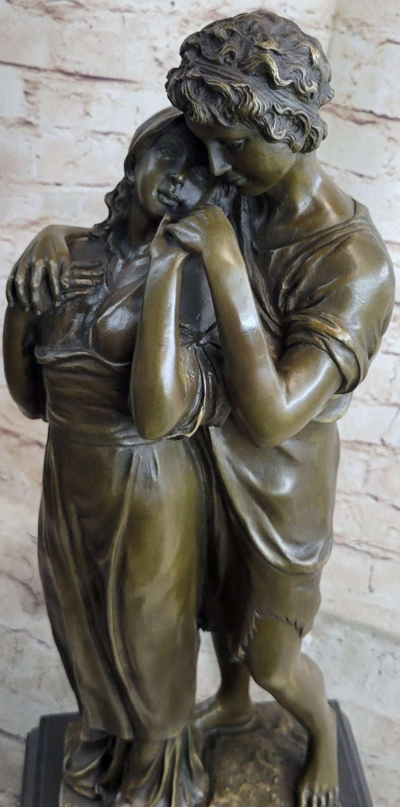 Large Standing Couple Figurine Art Figure Marble Decor Bronze Sculpture Figure
