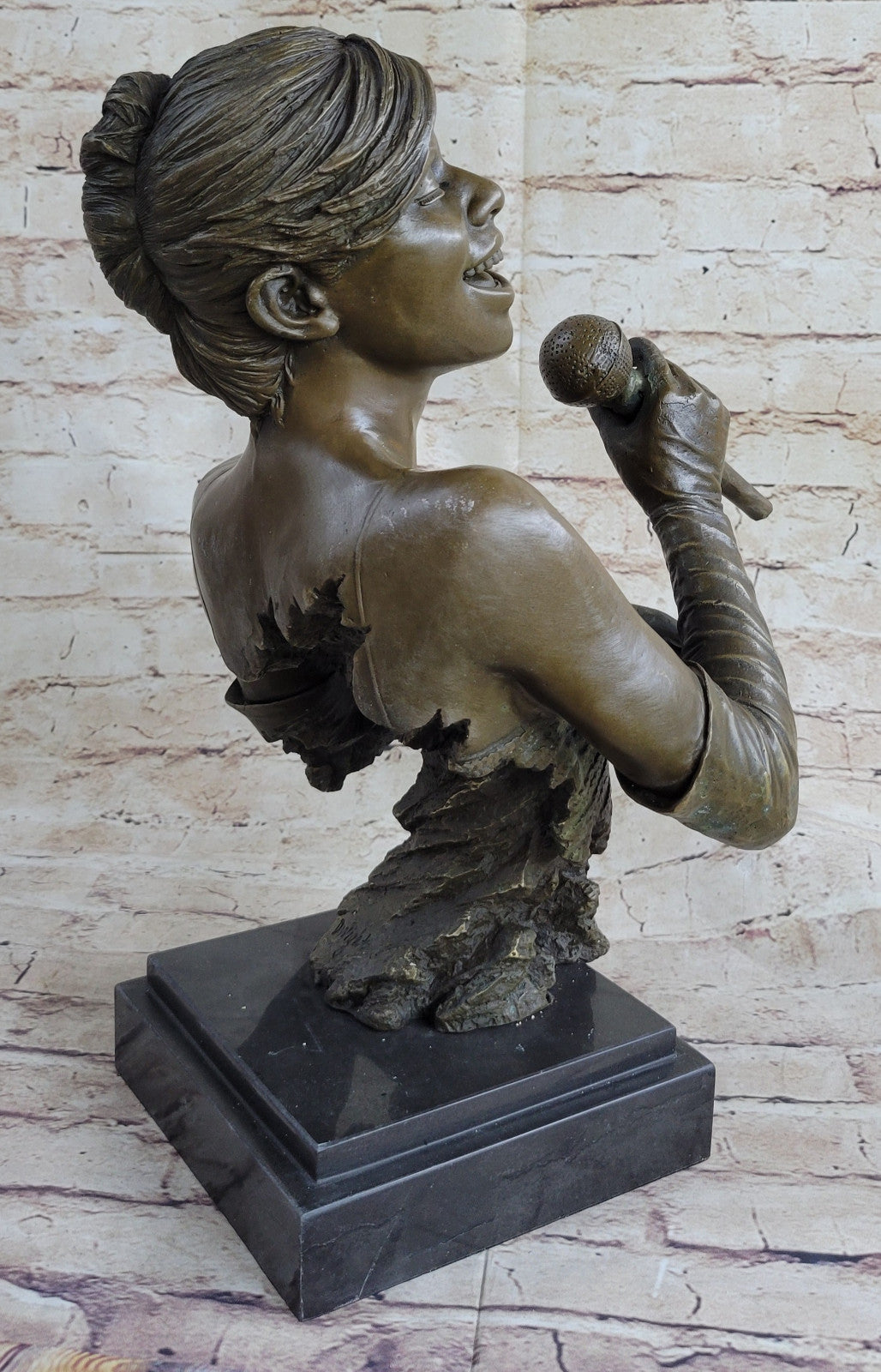 15" Bronze ART STATUE Famous female singer notability beauty bust Sculpture