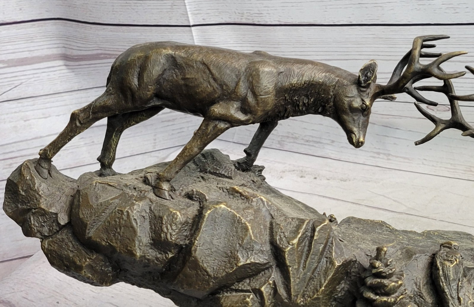 Rutting Stags, Real Bronze Sculpture on a solid marble base. Art, Gift.