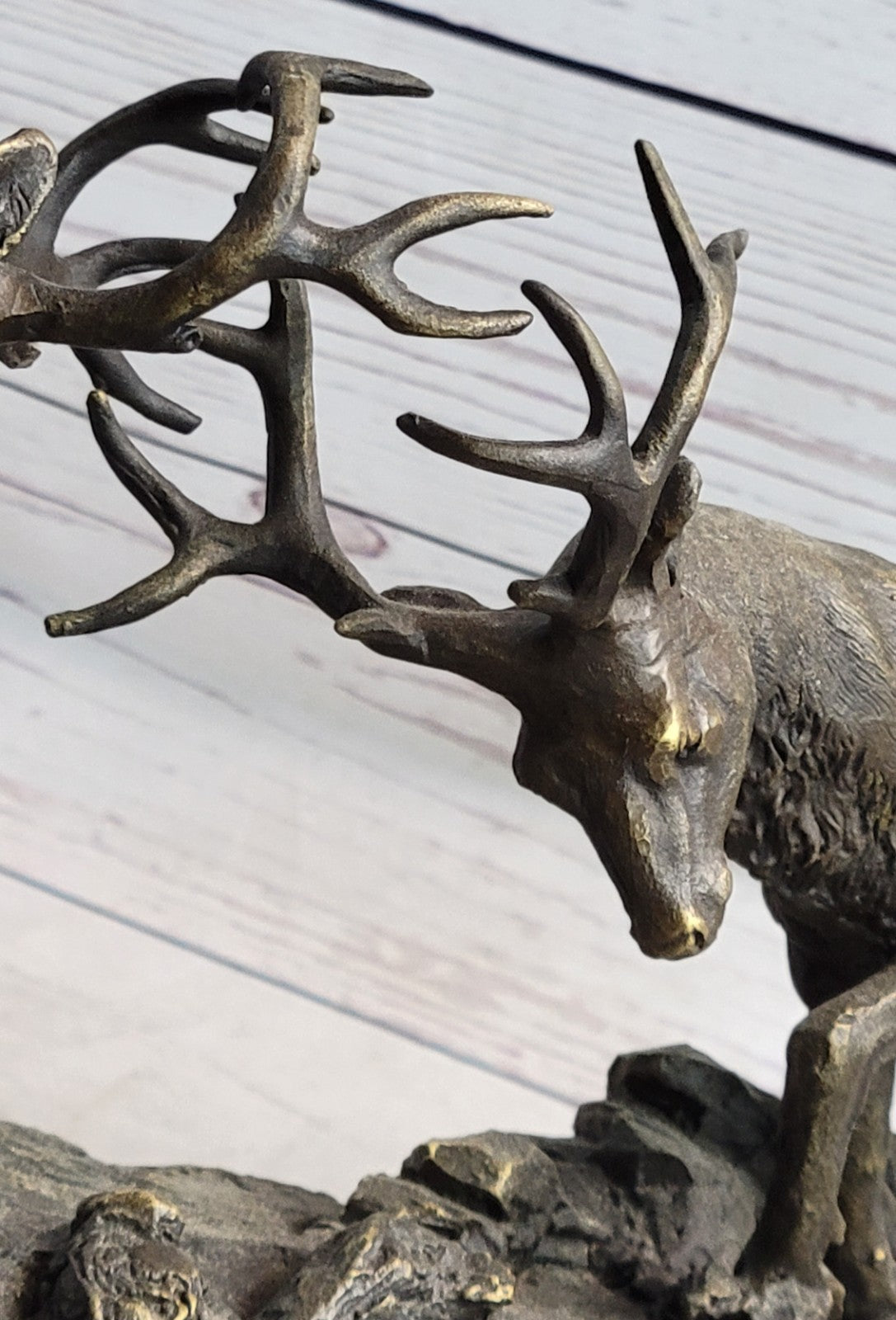 Rutting Stags, Real Bronze Sculpture on a solid marble base. Art, Gift.
