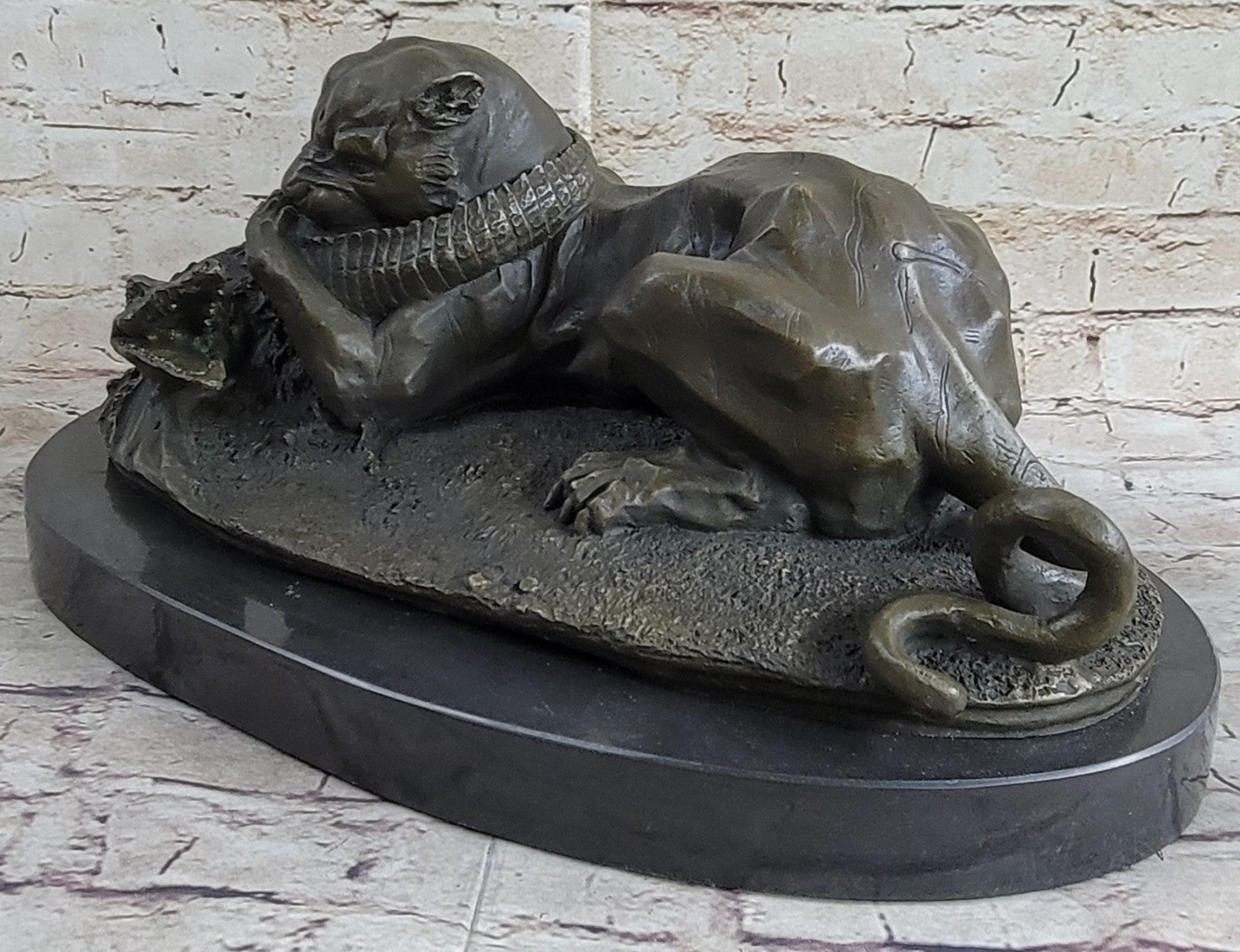Bronze Sculpture Animal Wildlife Masterpiece Lion and Crocodile Home Decor Sale
