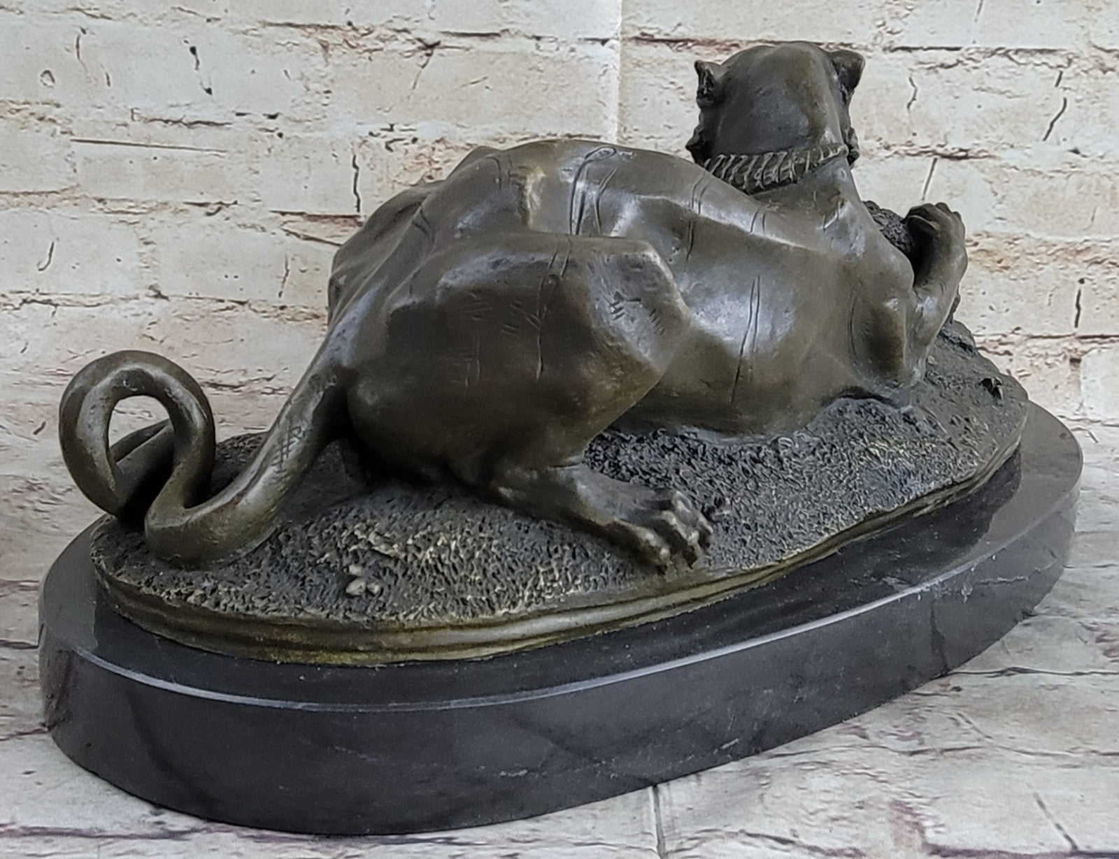 Bronze Sculpture Animal Wildlife Masterpiece Lion and Crocodile Home Decor Sale