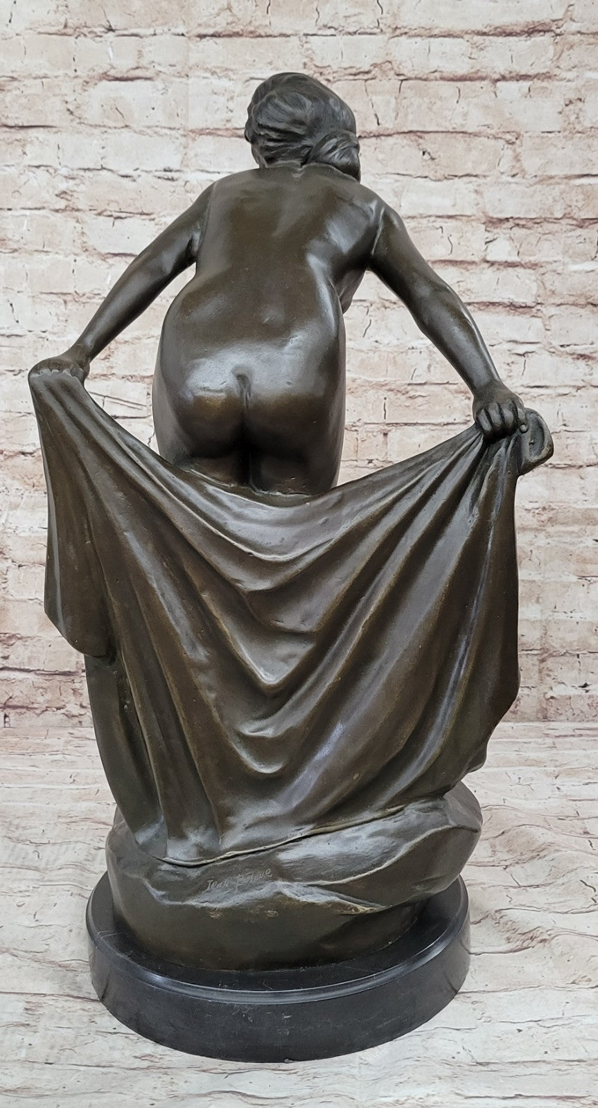 Stunning Nude Woman Showering Bronze Sculpture Lost Wax Method Artwork