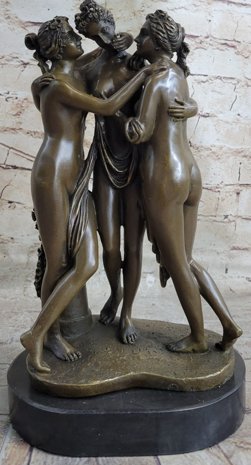THE THREE GRACES BRONZE STATUE SCULPTURE HOT CAST FIGURINE NO RESERVE NUDE DECOR