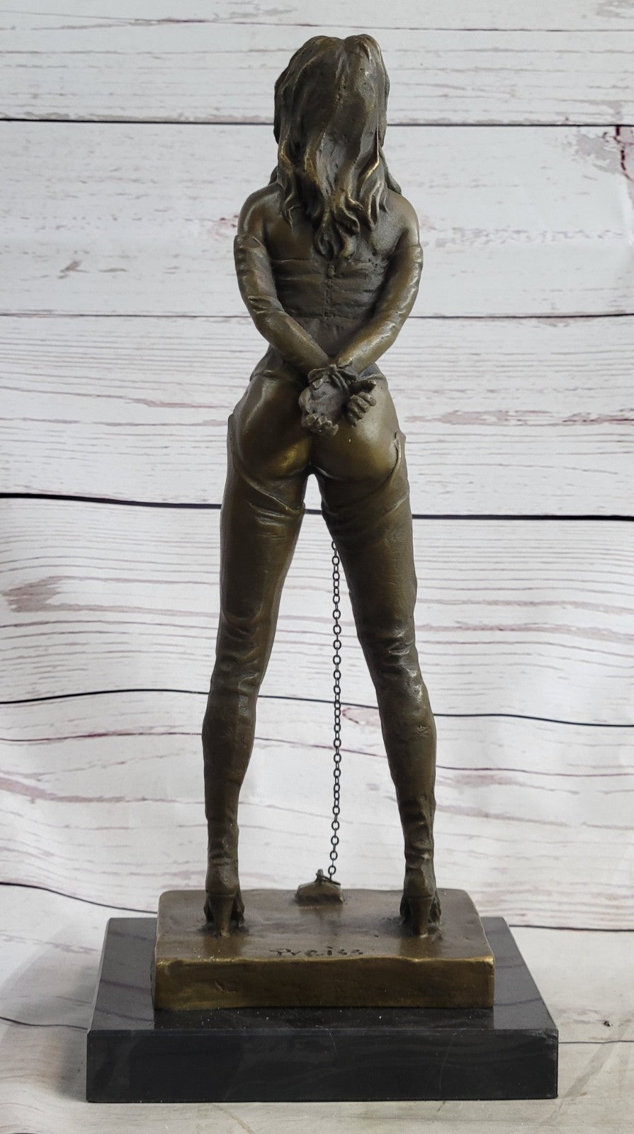 Handcrafted bronze sculpture SALE Marble Girl Nude Woman Erotic Preiss Signed