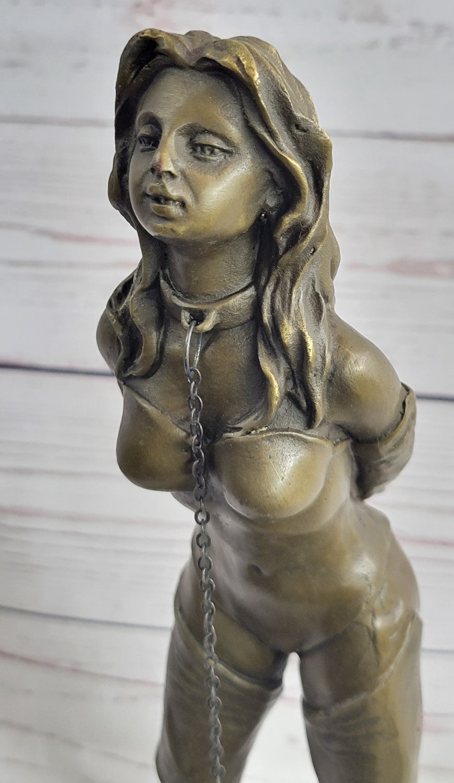 Handcrafted bronze sculpture SALE Marble Girl Nude Woman Erotic Preiss Signed