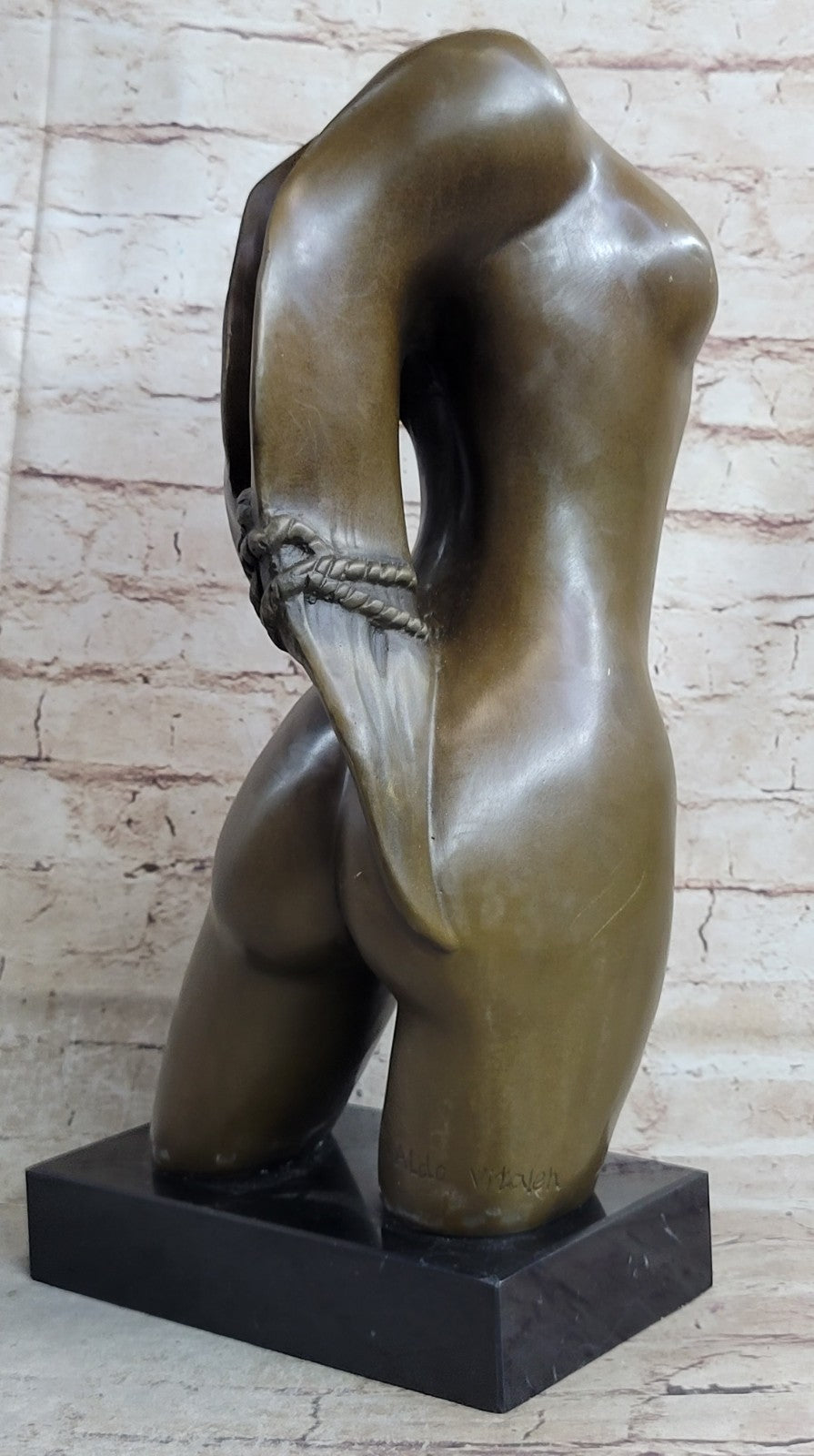 MODERN ART BRONZE SCULPTURE NUDE WOMAN TORSO FROM ALDO VITALEH FIGURE STATUE