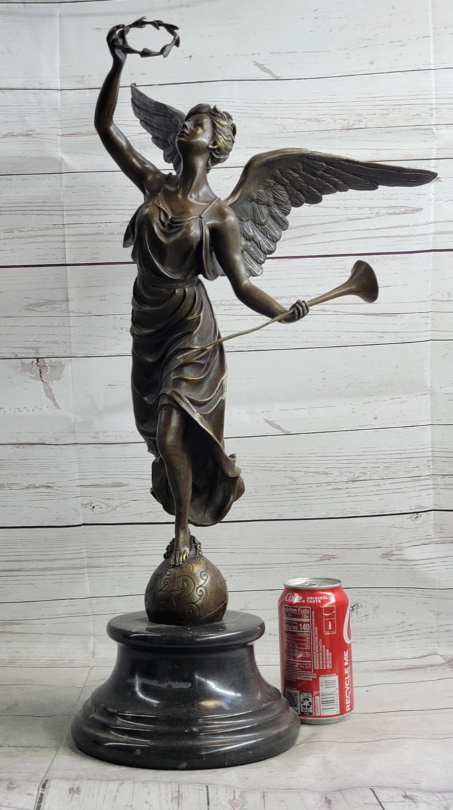 Handcrafted Christmas Angel Bronze Sculpture Hot Cast Marble Base Figurine Sale