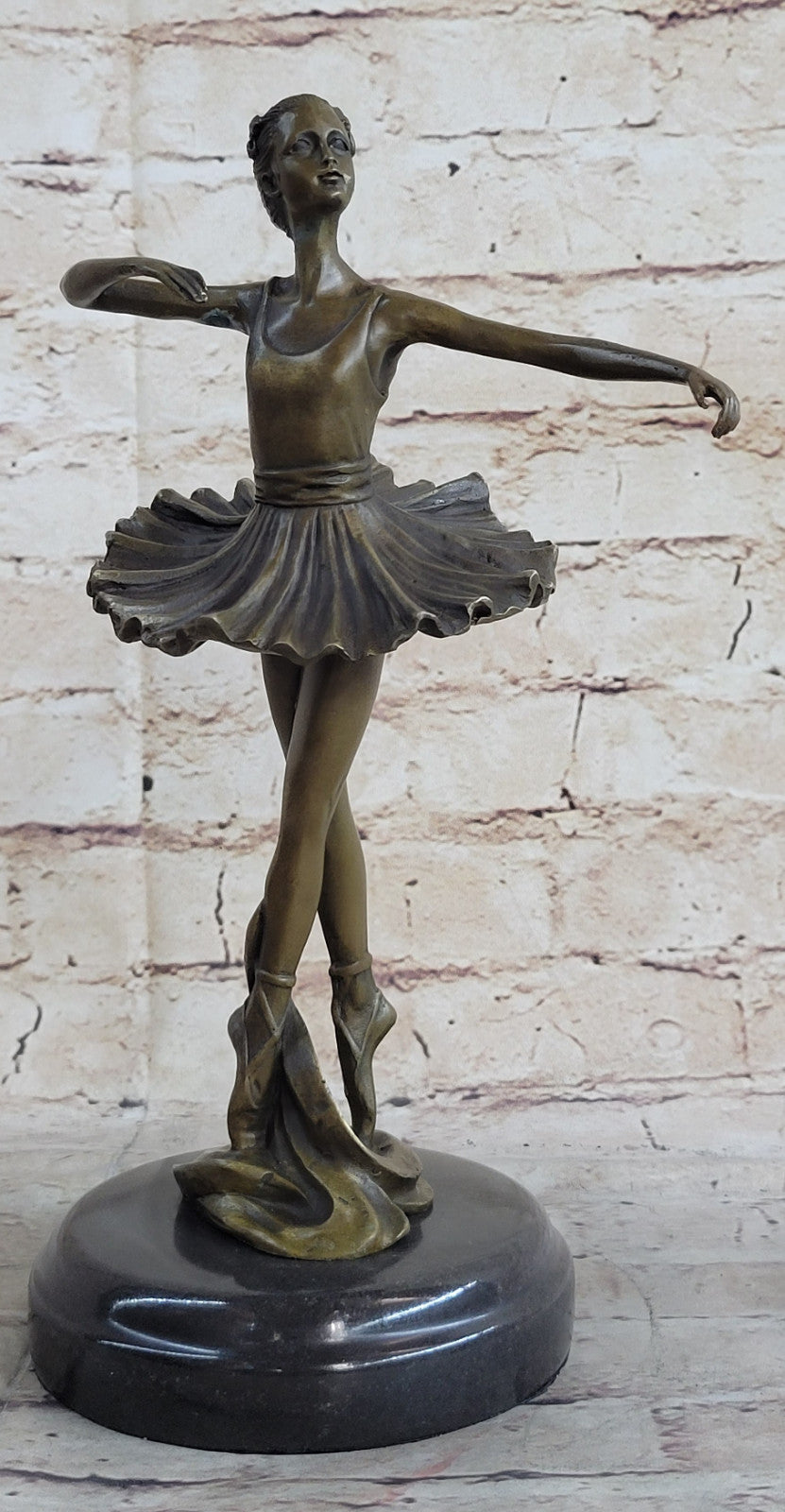 11" Tall Classical Dancer Ballerina Signed Bronze Sculpture Figure Art Nouveau