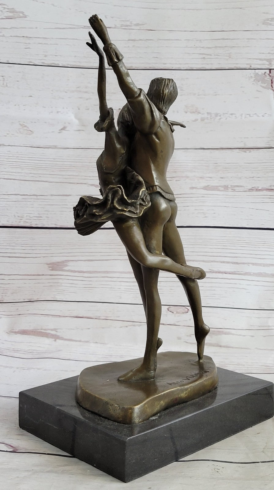 Handcrafted bronze sculpture SALE Ballerina Dancer Poised Vitaleh Signed