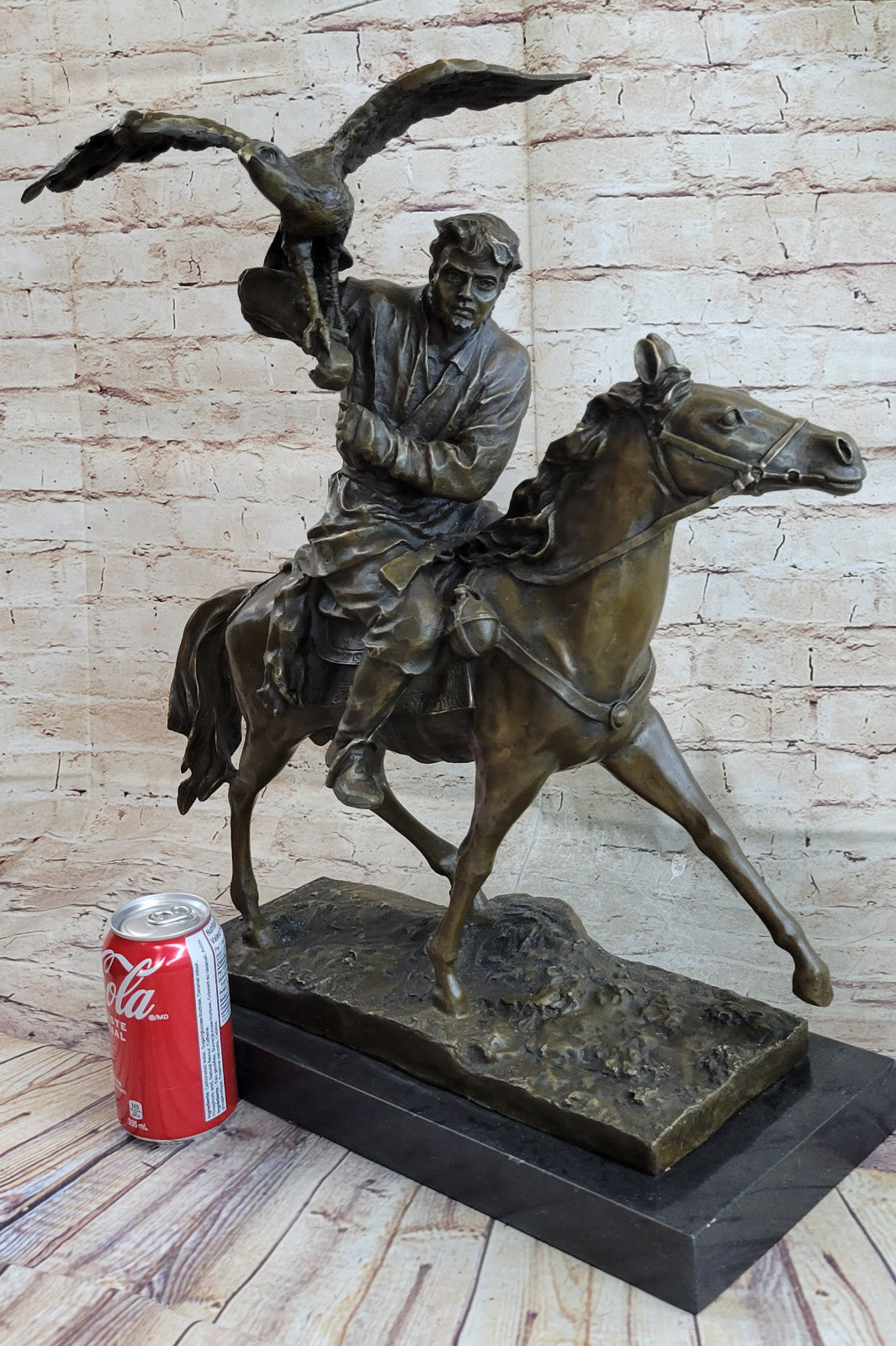 Art Deco Hand Made by Lost Wax Method Arab Man Falconer Genuine Bronze Statue