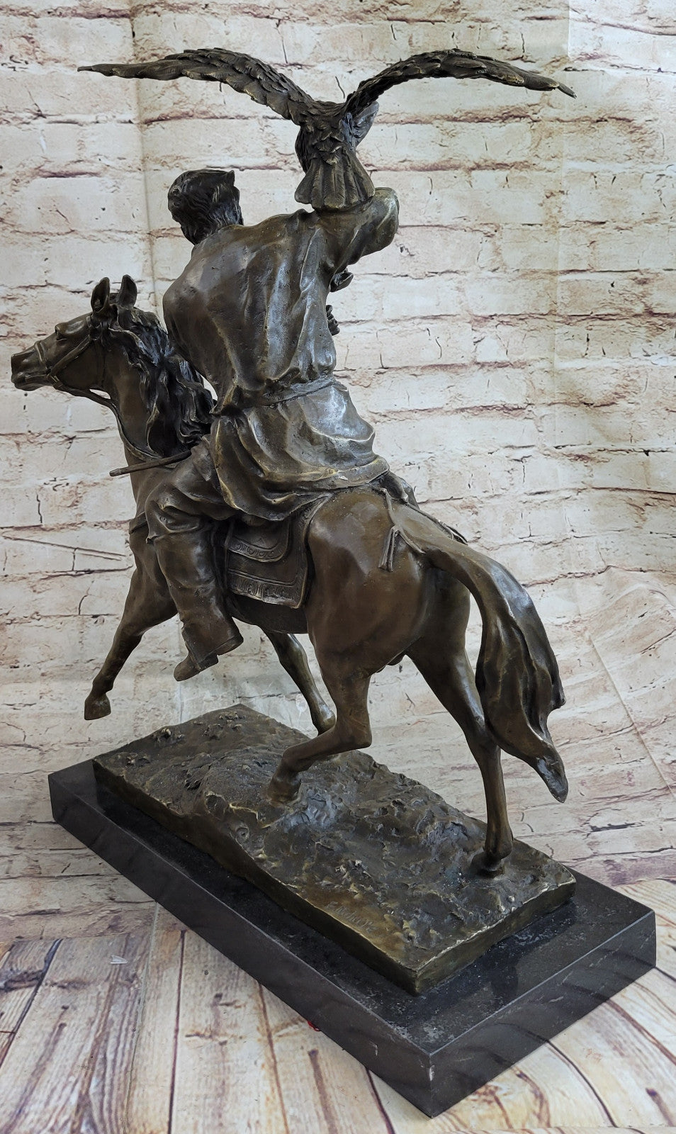 Art Deco Hand Made by Lost Wax Method Arab Man Falconer Genuine Bronze Statue