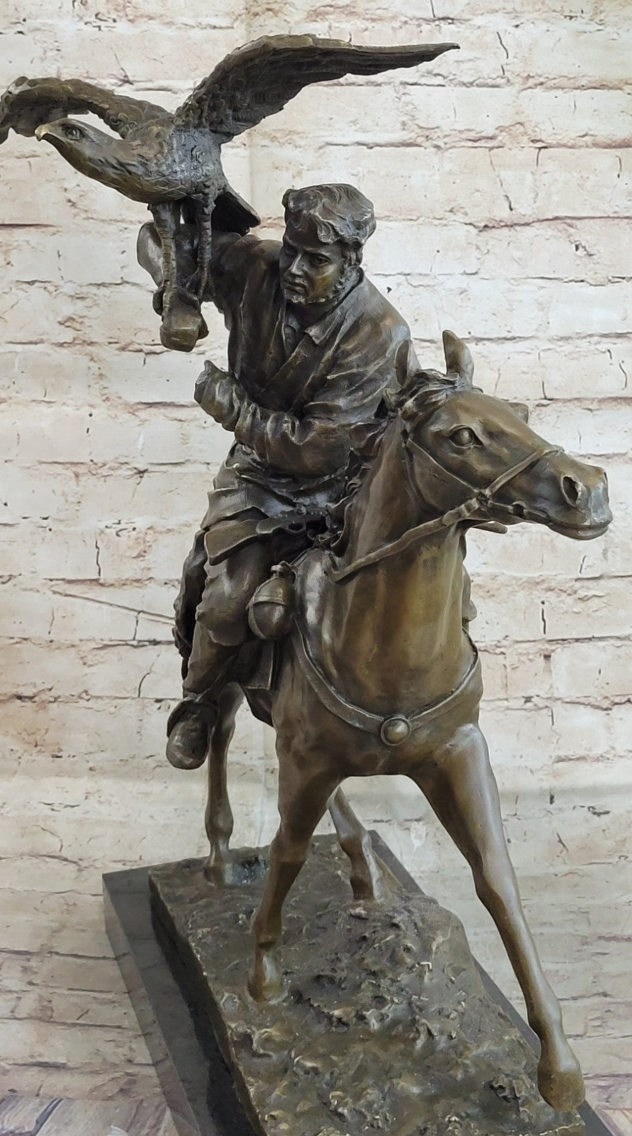 Art Deco Hand Made by Lost Wax Method Arab Man Falconer Genuine Bronze Statue