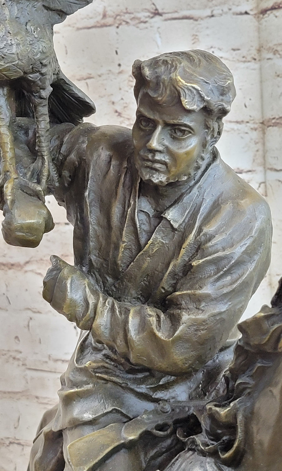 Art Deco Hand Made by Lost Wax Method Arab Man Falconer Genuine Bronze Statue