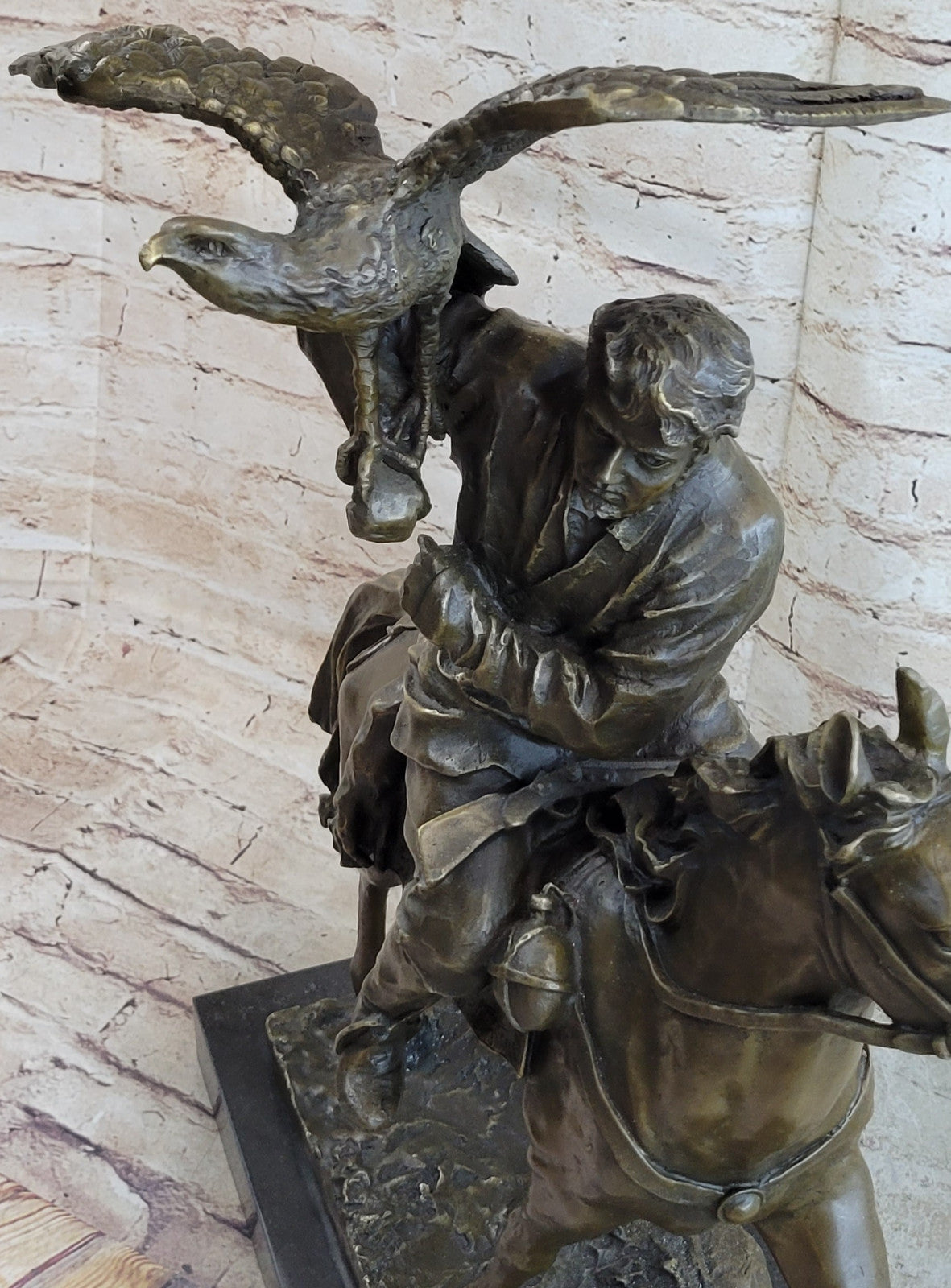 Art Deco Hand Made by Lost Wax Method Arab Man Falconer Genuine Bronze Statue